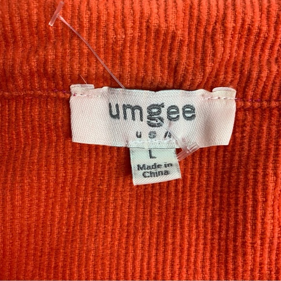 UMGEE Size L Colorblock Pink Orange Corduroy Shacket Shirt Jacket - Picture 10 of 12
